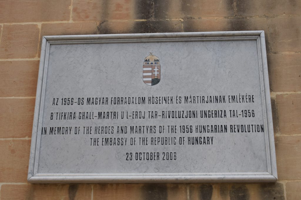 Inscription commemorating the 1956 Hungarian Revolution