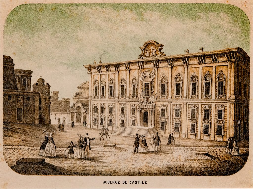 19th century view of Castille showing the steps to the church before the early 20th century modifications.